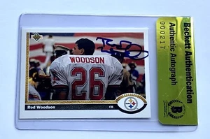 Rod Woodson signed 1991 upper deck card 111 steelers football beckett coa - Picture 1 of 12