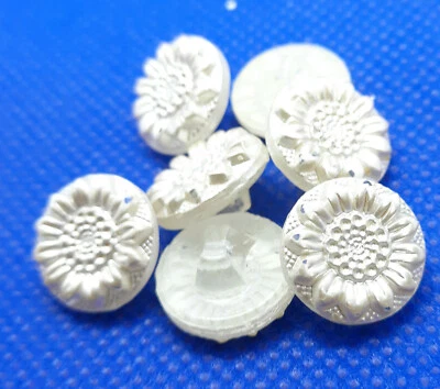 6 Stück Vintage Tracht Braut Blusen Glas Schmuckknöpfe Wachsweiss perliert 14mm - Bild 1 von 2