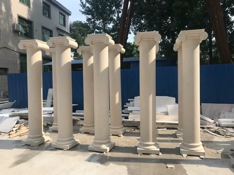 BEAUTIFUL LIMESTONE CARVED EUROPEAN SOLID MARBLE COLUMNS - PA46 Cover