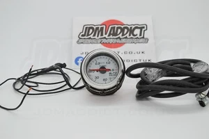Blitz 60mm Mechanical Boost Pressure Turbo Gauge White Face Silver Bezel JDM - Picture 1 of 5