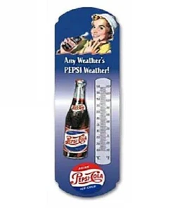 Letrero de lata de botella estilo vintage termómetro de metal Pepsi Cola para cualquier clima - Imagen 1 de 3