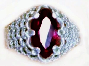 Red Lab Ruby Size 8 Ring 925 Sterling Silver Weave Marquise 2.20ct USA Made - Picture 1 of 5