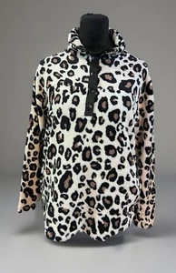 BKE Buckle womens S Fleece Leopard Print sweatshirt pullover 1/4 Snap Mock Neck - Picture 1 of 8