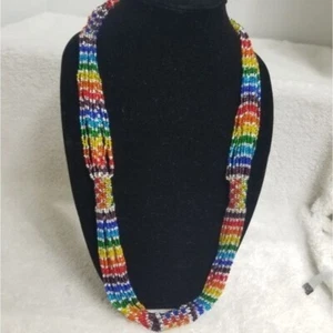 Glas Rocailles Regenbogen Halskette - Bild 1 von 5