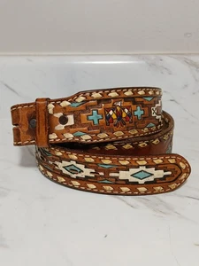 RAR Vintage Tony Lama Southwestern Stil Ledergürtel mit Thunderbirds "Bobby" - Bild 1 von 10