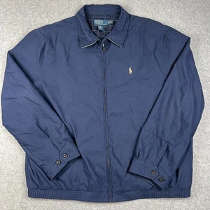 Polo Ralph Lauren Harrington Jacket Plaid Flannel Lined Bomber 2XL Mens Blue Zip - Picture 1 of 7
