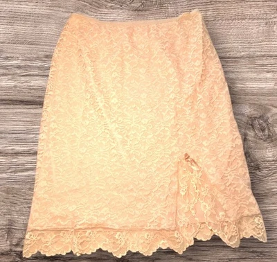 Blush Peach Floral Lace Lined Slip Delicate Feminine Coquette Lingerie - Image 1 of 4