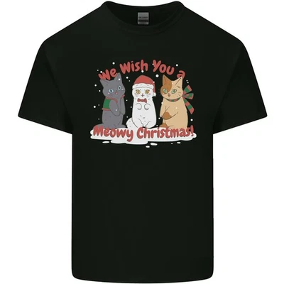 Meowy Christmas Funny Xmas Cat Kids T-Shirt Childrens - Image 1 of 2
