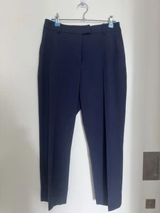 Women’s Jaeger Navy Wool Tapered High Rise Cropped Trousers Size 8 Short - Picture 1 of 6