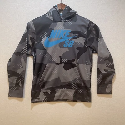 Sudadera con capucha pulóver Nike SB azul camuflaje negro para niños - 10/12 mediana Foto 1 de 4