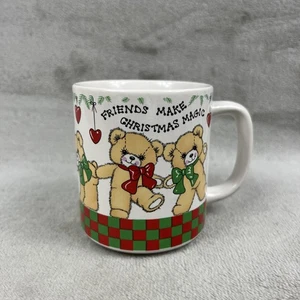 Weihnachtstasse Vintage Norcrest Keramik Friends Make Christmas Magic Teddy - Bild 1 von 8