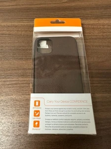 Custodia in pelle PU acrilica per Apple iPhone 11 marrone molto buona 7E - Foto 1 di 3