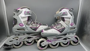Roller Derby Aerio Q-60 Women's Inline Skates - White/Grey/Purple  Size Adult 8 - Picture 1 of 9