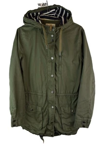 FAT FACE Green Parka Coat size Uk 8 Womens Full Zip Hooded Cotton Casual - Picture 1 of 10