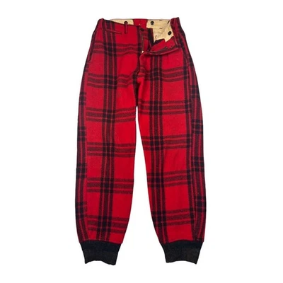 Vintage 50s Wool Pants Buffalo Plaid Lumberjack Hunting Logger Red Mens 30x30 - Image 1 of 4