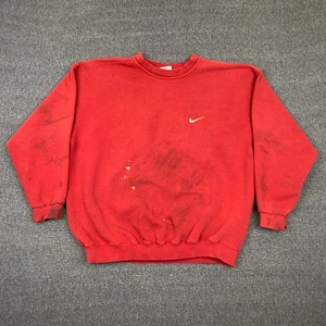 Vintage Nike Swoosh Sweatshirt Herren XL Rot Rundhals Farbspritzer Distressed - Bild 1 von 10