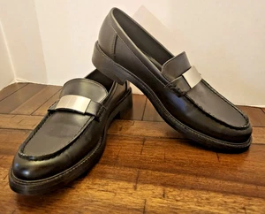 Mocasines Calvin Klein Gerona 599 negros plateados hebilla sintética para mujer 8,5 M - Imagen 1 de 12