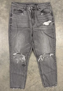 Jeans American Eagle grigio mamma effetto invecchiato donna taglia 12 jeans regular denim - Foto 1 di 8