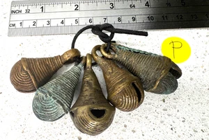 Yoruba Brass Cast Bells Nigeria Set of 5 Shaworo  Ibeji Egbe Ifa Oshun VTG - Picture 1 of 2