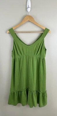 Mossimo Mujer 100% Lino Vestido con Volantes Primavera Verde Bebé Muñeca Talla M Foto 1 de 4