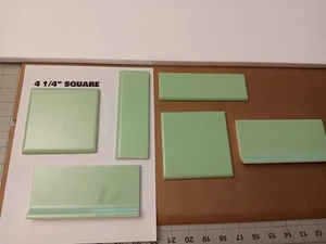 Salome Green DANTO Japan BULLNOSE Ceramic Tile NOS Vintage MCM Cap Trim Covebase - Picture 1 of 12