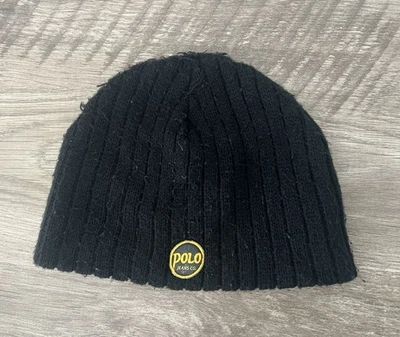 Ralph Lauren Polo Jeans Company Lana Negro Gorro Amarillo Logo Talla Única Foto 1 de 4