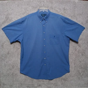 Ralph Lauren Shirt Men’s 2XLT Blue Plaid Short Sleeve Button Down Pony Polo - Picture 1 of 17