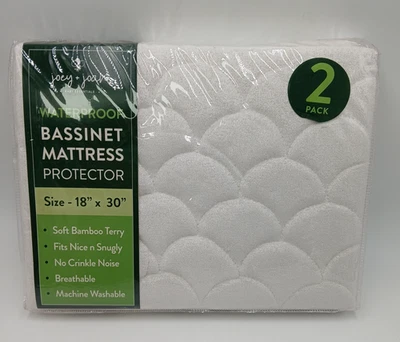 Joey Joan 2pk Waterproof Bassinet Mattress Protectors 18x30 Soft Bamboo Terry - Image 1 of 4