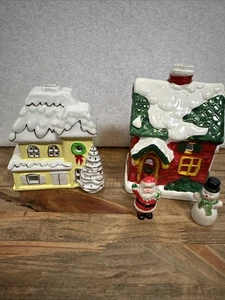 Vintage 2 JSNY Holiday Village / Victorian House Kerzenständer Keramik Porzellan - Bild 1 von 13