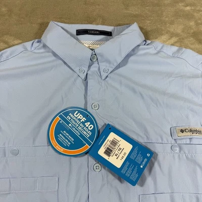 Columbia PFG Shirt Mens XL Blue Long Sleeve Button Down Tamiami TAGS - Image 1 of 4