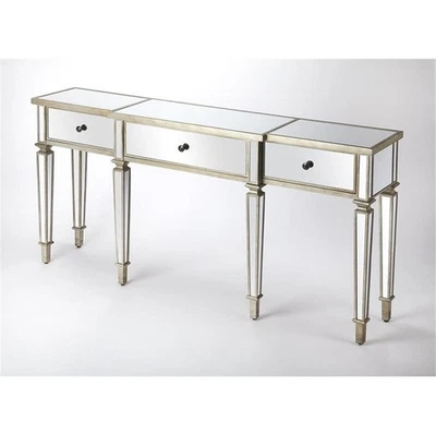 Beaumont Lane Mastercrafted Mirrored Console Table in Chome - Image 1 of 4