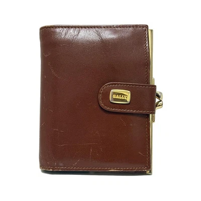 Auténtica billetera plegable de cuero dorado marrón oscuro BALLY Foto 1 de 4