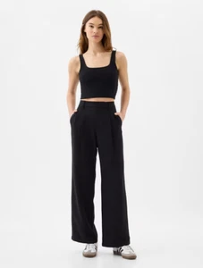 GAP Easy Crepe Drapey Pleated Black Loose Straight Elastic Pants Size 16 RT$80 - Picture 1 of 10