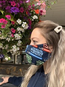 StarWars lightsaber Handmade 100% Cotton Fabric Face Mask NURSE EMT Disney Color - Picture 1 of 4