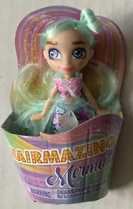 Mini muñeca laminadora de pelo sirena de fantasía 4,5" cabello azul derecho - Imagen 1 de 4