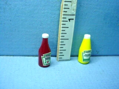 HUDSON RIVER Miniature Ketchup and Yellow Mustard #54187S Non-Edible 1" (1:12) Scale
