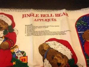 Christmas Plaid Appliqué VIP Cranston Plaid Jingle bell Teddy Bears panels (2) - Picture 1 of 3