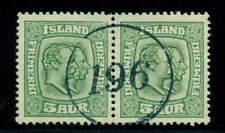 ICELAND NUMERAL CANCEL #196 on 5aur Two Kings, VF