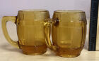 Vintage Amber Beer Barrel Mini Shot Glasses/Toothpick Holders 2.25" EUC