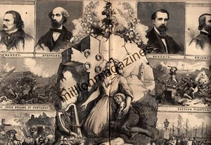 1866 Harpers Weekly original centerfold only - Ireland and Finian Revolutionists - Picture 1 of 1