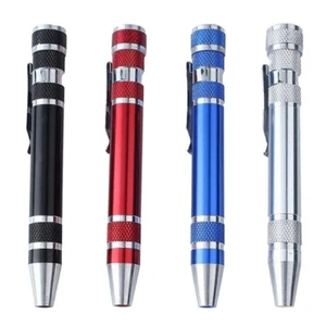 Portable 8 in 1 Aluminum Pen Style Screw Driver Multi-Tool Precision Screwdriver - Picture 1 of 14