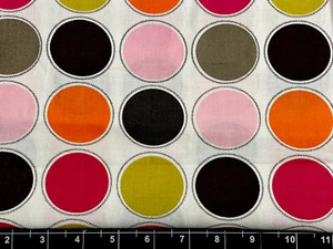 Tina SCRAP 9"x21" Colorful Big Dot Circle Large Polka dot Round Cotton Fabric - Picture 1 of 1