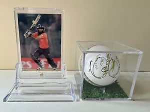 England Cricket Moeen Ali Signed Cricket Ball In a PVC Display Case & Holder - Picture 1 of 3