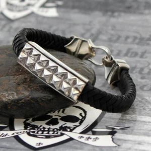 JJJ LA Leder Armband "Glamrock" 925er Silber 190 mm Hakenverschluß - Bild 1 von 1