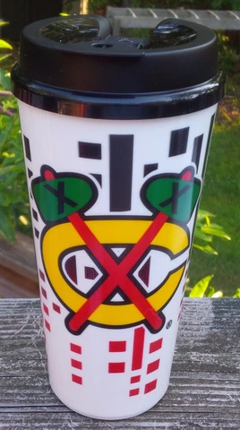 NHL CHICAGO BLACKHAWKS 32 OZ SINGLE WALLED TRAVEL CUP TUMBLER SNAP LID PLASTIC Cover