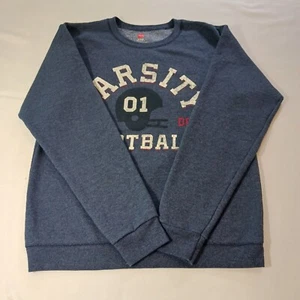 Hanes Sweatshirt Boys Sz 2XL Long Sleeve Graphic "Varsity Football" Casual Blue - Picture 1 of 12
