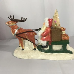 LAMETTA KONVOLUT PAPIERZELLSTOFF WEIHNACHTSMANN AUF SCHLITTEN AUS KNACKERLAUF - Bild 1 von 12