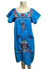 Mexican Blue Puebla Dress Embroidered M
