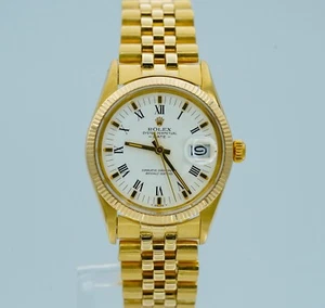 1981 ROLEX Date 15037 14K Yellow Gold 34mm Jubilee White Dial! - Picture 1 of 18