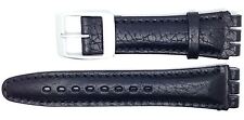 Neuf Condor 19mm (22mm) Bracelet Cuir Compatible pour Swatch Montre - Noir -